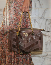 Load image into Gallery viewer, Panthea Medium Shoulder Bag In Suede And Nappa With Chevron Motif