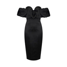 Load image into Gallery viewer, Dress in duchess satin with 3D neckline