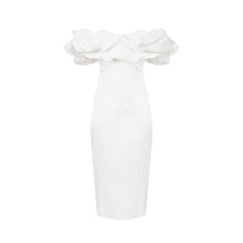 Load image into Gallery viewer, Dress in duchess satin with 3D neckline