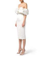 Load image into Gallery viewer, Dress in duchess satin with 3D neckline