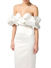 Load image into Gallery viewer, Dress in duchess satin with 3D neckline