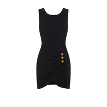 Load image into Gallery viewer, Mini dress in crêpe fabric with jewel buttons