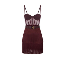 Load image into Gallery viewer, Tulle mini dress with fringes