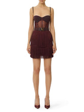 Load image into Gallery viewer, Tulle mini dress with fringes