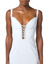 Load image into Gallery viewer, Dress in bi-elastic fabric with criss-cross details