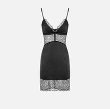 Load image into Gallery viewer, Dress in satin and lace fabrics with jewel details