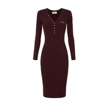 Load image into Gallery viewer, Dress in ribbed knit fabric with breast pocket