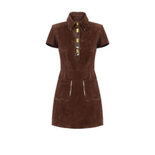 Load image into Gallery viewer, Mini dress in suede with vinyl details