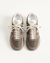 Load image into Gallery viewer, Stud Up Trainer In Split Leather And Nylon With Butterfly Embroidery