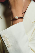 Load image into Gallery viewer, 18k white gold and rose gold bracelet with Opal, brown diamond, black diamonds and diamonds