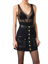 Load image into Gallery viewer, Bodysuit in stretch tulle fabric with vinyl details