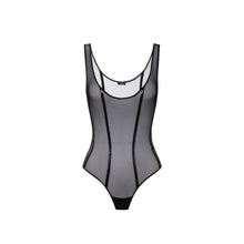 Load image into Gallery viewer, Bodysuit in stretch tulle fabric with vinyl details