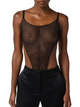 Load image into Gallery viewer, Bodysuit in jacquard tulle fabric with snake pattern