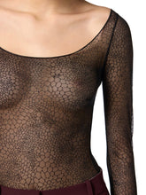Load image into Gallery viewer, Bodysuit in jacquard tulle fabric with snake pattern