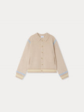 Load image into Gallery viewer, Bonpoint x Guest in Residence Liberté mixed cardigan with contrasting embroidery in sand cashmere