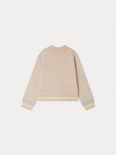 Load image into Gallery viewer, Bonpoint x Guest in Residence Liberté mixed cardigan with contrasting embroidery in sand cashmere