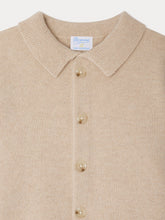 Load image into Gallery viewer, Bonpoint x Guest in Residence Liberté mixed cardigan with contrasting embroidery in sand cashmere