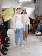 Load image into Gallery viewer, Bonpoint x Guest in Residence Liberté mixed cardigan with contrasting embroidery in sand cashmere