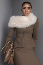 Load image into Gallery viewer, CREPE KNIT PEPLUM COLLAR JACKET - WHISKEY