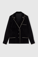 Load image into Gallery viewer, Velvet blouse with contrast piping