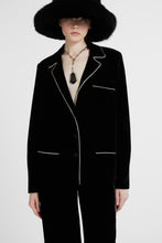 Load image into Gallery viewer, Velvet blouse with contrast piping