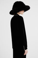 Load image into Gallery viewer, Velvet blouse with contrast piping