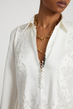 Load image into Gallery viewer, Silk blouse with hand-carved embroidery