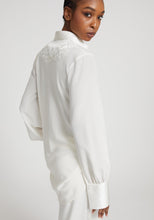 Load image into Gallery viewer, Silk blouse with hand-carved embroidery