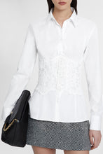 Load image into Gallery viewer, Cotton poplin shirt with rebrodé lace bustier