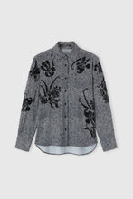 Load image into Gallery viewer, Pied de poule viscose shirt with lace inserts