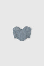 Load image into Gallery viewer, Strapless bustier top in viscose blend with herringbone print
