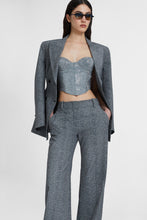 Load image into Gallery viewer, Strapless bustier top in viscose blend with herringbone print