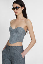 Load image into Gallery viewer, Strapless bustier top in viscose blend with herringbone print