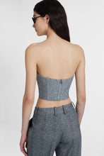 Load image into Gallery viewer, Strapless bustier top in viscose blend with herringbone print