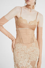 Load image into Gallery viewer, Silk satin and tulle corset