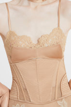 Load image into Gallery viewer, Silk satin and tulle corset