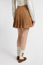 Load image into Gallery viewer, Wool blend pleated mini skirt with herringbone pattern