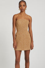 Load image into Gallery viewer, Short bustier dress in wool blend with herringbone pattern