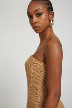 Load image into Gallery viewer, Short bustier dress in wool blend with herringbone pattern