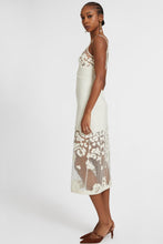 Load image into Gallery viewer, Wool and silk blend lingerie midi dress with floral inlay