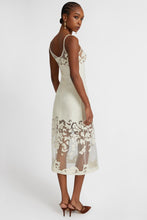 Load image into Gallery viewer, Wool and silk blend lingerie midi dress with floral inlay