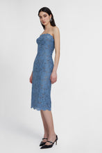 Load image into Gallery viewer, Macramé lace midi bustier dress with crystals