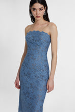 Load image into Gallery viewer, Macramé lace midi bustier dress with crystals