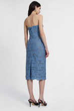 Load image into Gallery viewer, Macramé lace midi bustier dress with crystals