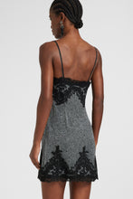 Load image into Gallery viewer, Silk slip dress with pied de poule pattern and contrast lace