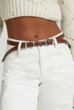 Load image into Gallery viewer, Brown belt in smooth calfskin with double buckle tip and loop