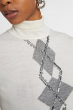 Load image into Gallery viewer, Merino wool top with argyle motif and baguette crystals
