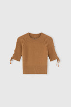 Load image into Gallery viewer, Short-sleeve sweater in pure cashmere with side braid detail