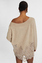 Load image into Gallery viewer, Pure cashmere sweater with wide neckline and rebrodè lace