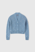 Load image into Gallery viewer, Alpaca and merino blend cardigan with diamond pattern and microcrystal logo